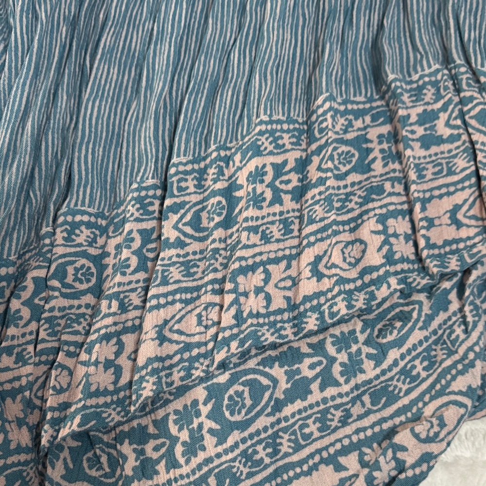 Free People Teal-Blue Printed Halter Wide-Leg Jumpsuit - Picture 5 of 5